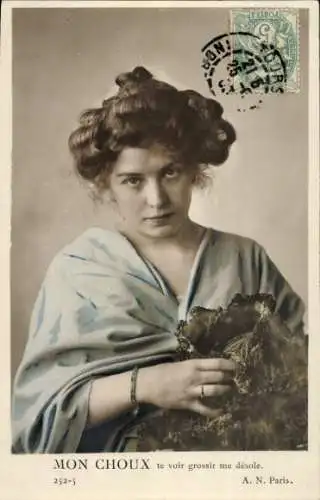 Ak Frau-Porträt, Gemüse, Kraut