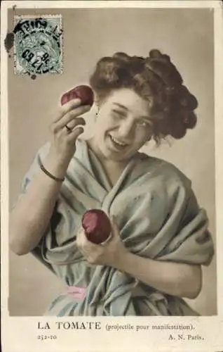 Ak Frau-Porträt, Gemüse, Tomaten