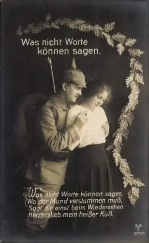 Ak Was nicht Worte können sagen, Soldatenliebe
