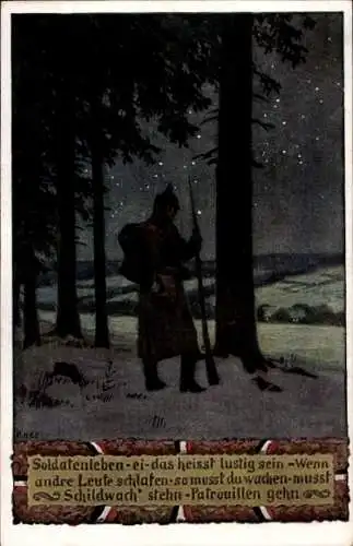 Künstler Ak Hey, Paul, Unsere Feldgrauen, Soldatenlied Nr. 5, Soldatenleben ei das heißt lustig sein