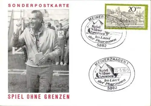 Ak Spiel ohne Grenzen, Meinerzhagen, Im Land der Pharaonen, 1973, Camillo Felgen, Autogramm