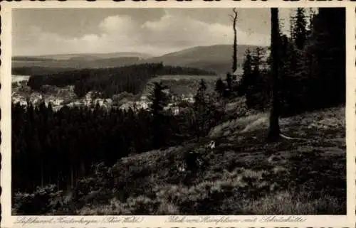 Ak Finsterbergen Friedrichroda im Thüringer Wald, Teilansicht, Blick vom Hainfelsen, Schutzhütte