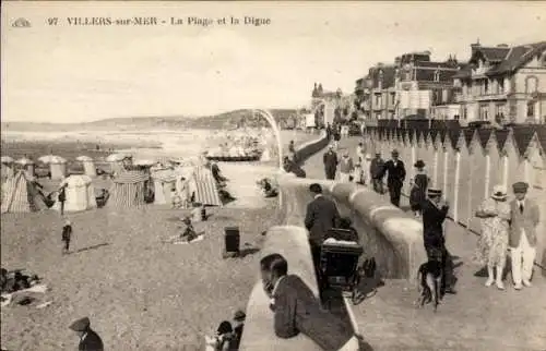 Ak Villers sur Mer Calvados, Strand, Digue