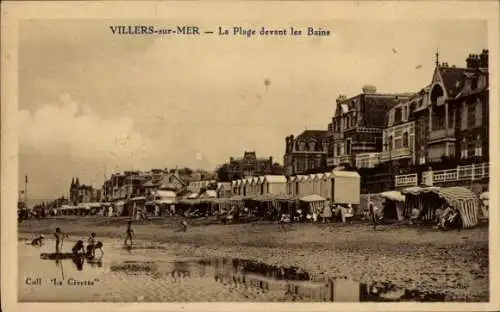 Ak Villers sur Mer Calvados, La Plage devant les Bains