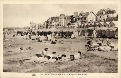 Ak Villers sur Mer Calvados, Strand, Villen