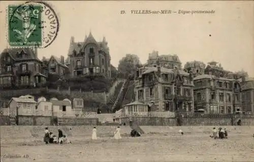 Ak Villers sur Mer Calvados, Digue-promenade