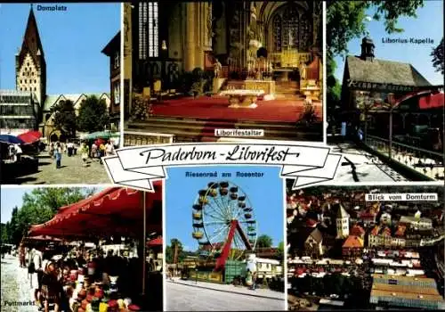 Ak Paderborn in Westfalen, Liborifest, Domplatz, Liborifestaltar, Liborius-Kapelle, Riesenrad