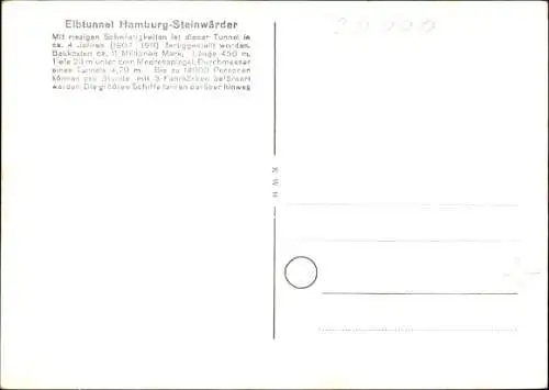 Ak Hamburg St Pauli Elbtunnel mit Dampfer Cap Finisterre