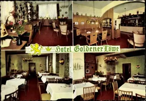 Ak Witzenhausen an der Werra Hessen, Hotel Goldener Löwe, Speiseraum, Bar