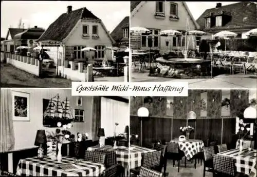 Ak Haffkrug Scharbeutz Ostholstein, Gaststätte Micki-Maus, Terrasse, Speiseraum