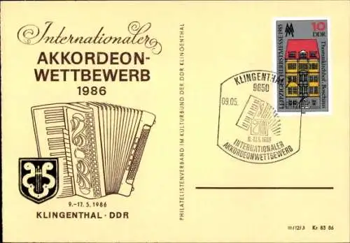 Ak Klingenthal im Vogtland Sachsen, Int. Akkordeon Wettbewerb 1986, DDR