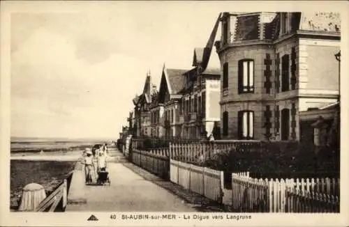 Ak Saint Aubin sur Mer Calvados, La Digue vers Langrune