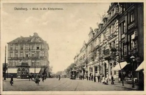 Ak Duisburg im Ruhrgebiet, Königstraße, Hotel Deutscher Kaiser, Straßenbahn