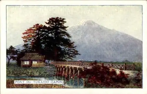 Ak Japan, Tokaido-Brücke, Fujiama