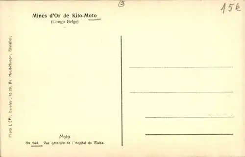 Ak Kilo Moto DR Kongo Zaire, Gesamtansicht des Walsa Hospital