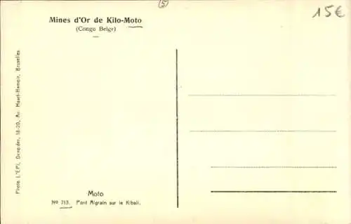 Ak Kilo Moto DR Kongo Zaire, Pont Algrain auf dem Kibali