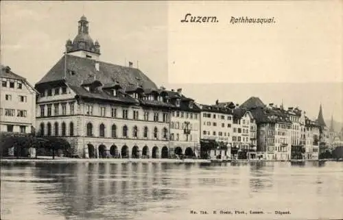 Ak Luzern Stadt Schweiz, Rathausquai