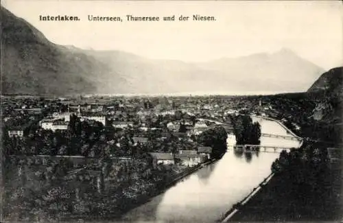 Ak Interlaken Kanton Bern Schweiz, Unterseen, Thunersee, Niesen