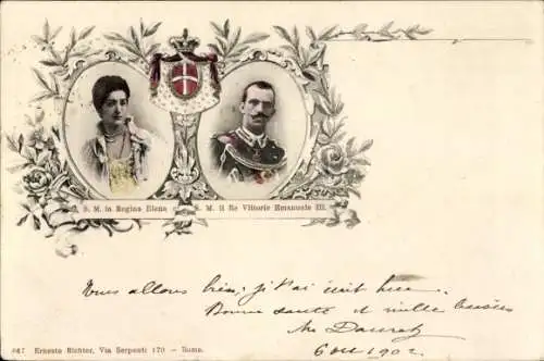 Ak Italienisches Königshaus, Viktor Emmanuel III., Elena von Montenegro