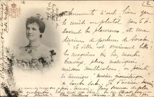 Ak Amélie d’Orléans, Königin von Portugal