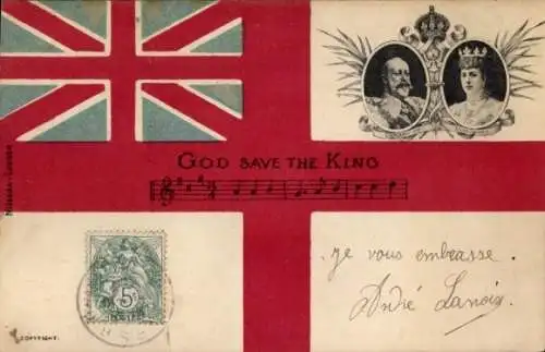 Lied Ak God save the King, König Eduard VII., Königin Alexandra von Dänemark