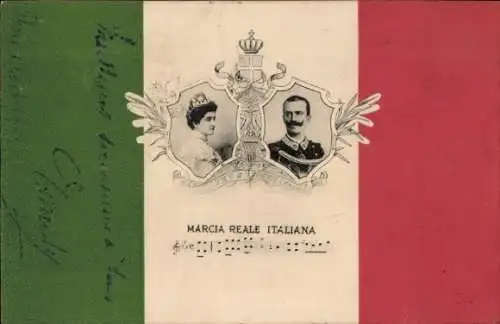 Lied Ak König Viktor Emanuel III von Italien, Elena von Montenegro, Marcia Reale Italiana