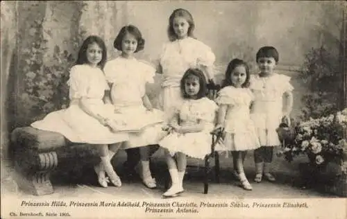 Ak Luxemburg, Prinzessinnen Hilda, Maria Adelheid, Charlotte, Sophie, Elisabeth, Antonia
