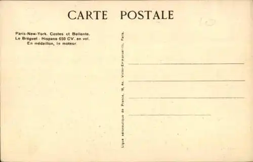 Ak Raid Paris New York, Costes et Bellonte, Le Bréguet