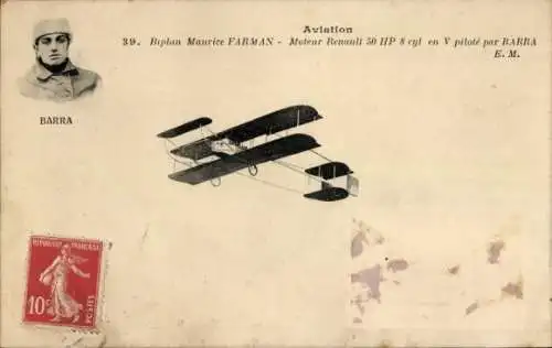 Ak Biplan Maurice Farman, Pilot Barra