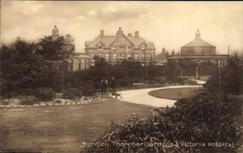 Ak Burnley Lancashire England, Thornber Gardens, Victoria Hospital
