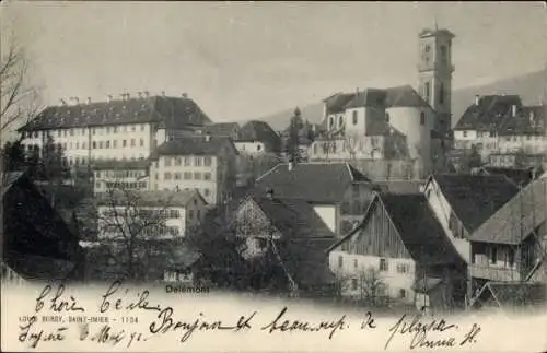 Ak Delsberg Delémont Kanton Jura, Stadtbild mit Kirche