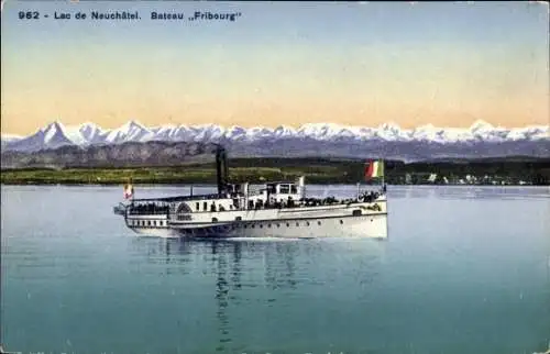 Ak Neuchâtel Neuenburg Stadt, Lac, Bateau MS Fribourg