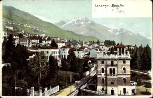 Ak Locarno Kt. Tessin Schweiz, Muralto, Villen, Straße