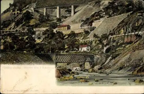 Ak Silenen Kanton Uri, Gotthardbahn, Brücke