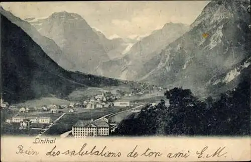 Ak Linthal Glarus Kanton Glarus Schweiz, Gesamtansicht