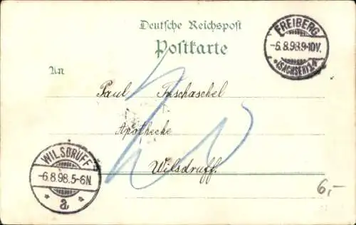 Litho Celle in Niedersachsen, Radfahrer, Rathaus, Denkmal, Schloss