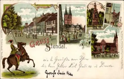 Ak Stendal in der Altmark, Marktplatz, Dom, Alte Dorfstraße