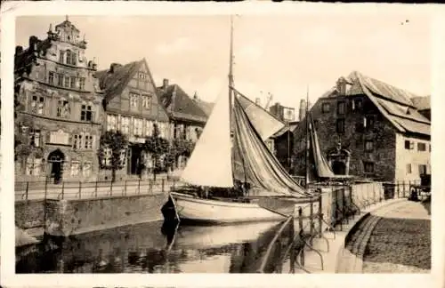 Ak Stade, Alter Hafen, Segelboot
