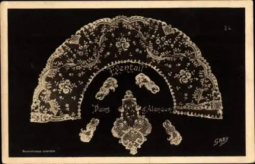 Ak Eventail Point d'Alencon, Klöppelwerk