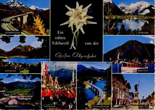 Material Ak Innsbruck in Tirol, Europabrücke, Schliersee, Kanzelkehre, Bad Tölz, Edelweiß