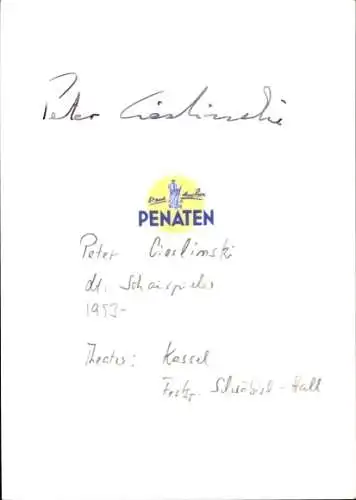Ak Schauspieler Peter Cielinski, Portrait, Autogramm