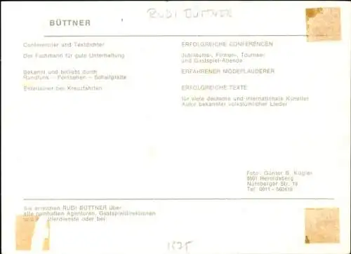 Ak Schauspieler Rudi Büttner, Portrait, Autogramm