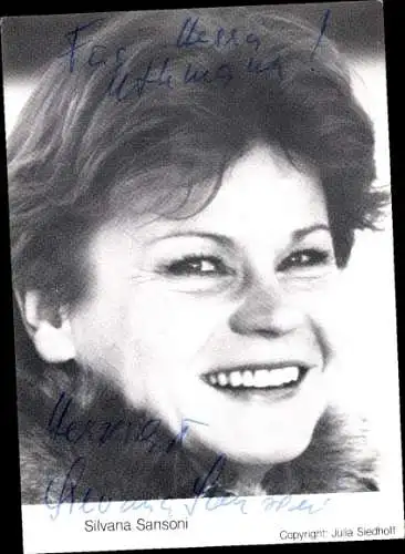 Ak Schauspielerin Silvana Sansoni, Portrait, Autogramm