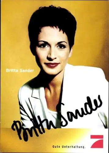 Ak Moderatorin Britta Sander, Portrait, Pro 7, taff, Autogramm