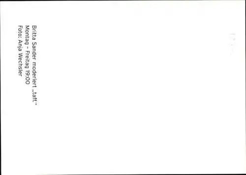 Ak Moderatorin Britta Sander, Portrait, Pro 7, taff, Autogramm