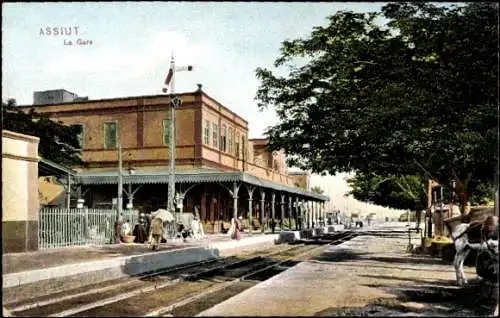 Ak Assiut Ägypten, Bahnhof, Bahnschienen