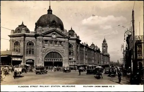 Ak Melbourne Australien, Flinders-Street Bahnhof