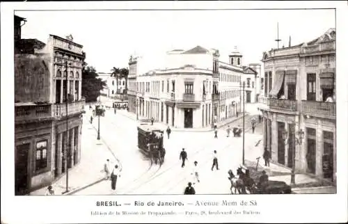 Ak Rio de Janeiro Brasilien, Avenue Mem de Sa