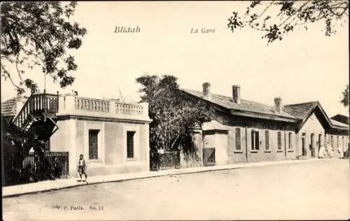 Ak Blida Algerien, Bahnhof