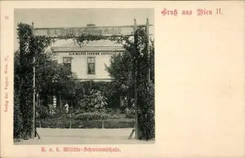 Ak Wien 2 Leopoldstadt Österreich, Kuk Militär-Schwimmschule, Schwimm-Anstalt